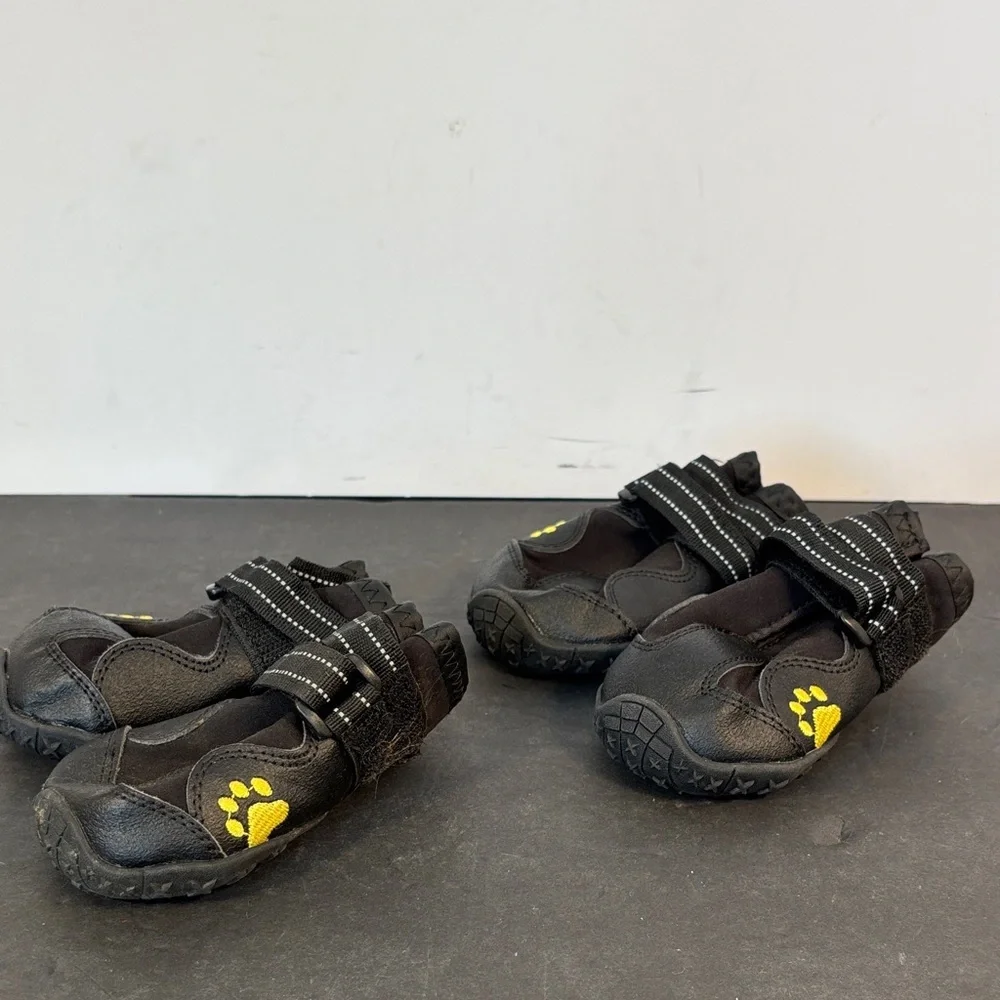 Set of 4 Dog Boots Size 5 Black Reflective Waterproof Paw Protectors